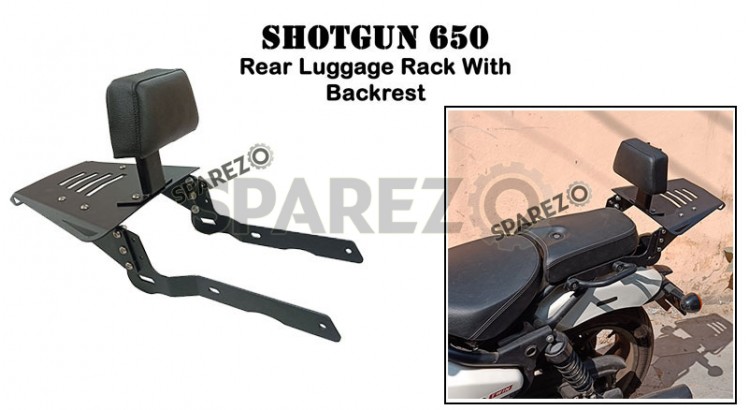 Fit For Royal Enfield Shotgun 650 Rear Luggage Rack and Backrest Black - SPAREZO